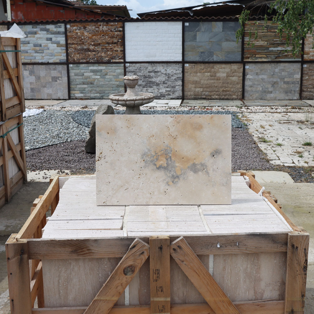 Travertin scabas antic, 40,6 × 61 × 1,2 cm