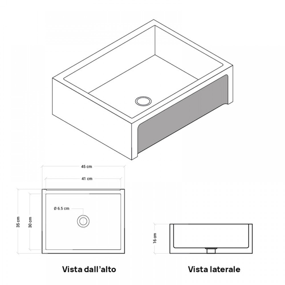 Chiuvetă din beton Madrid, gri