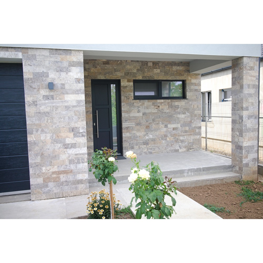 Travertin silver tăiat și antichizat, 10 × FL × 1 cm