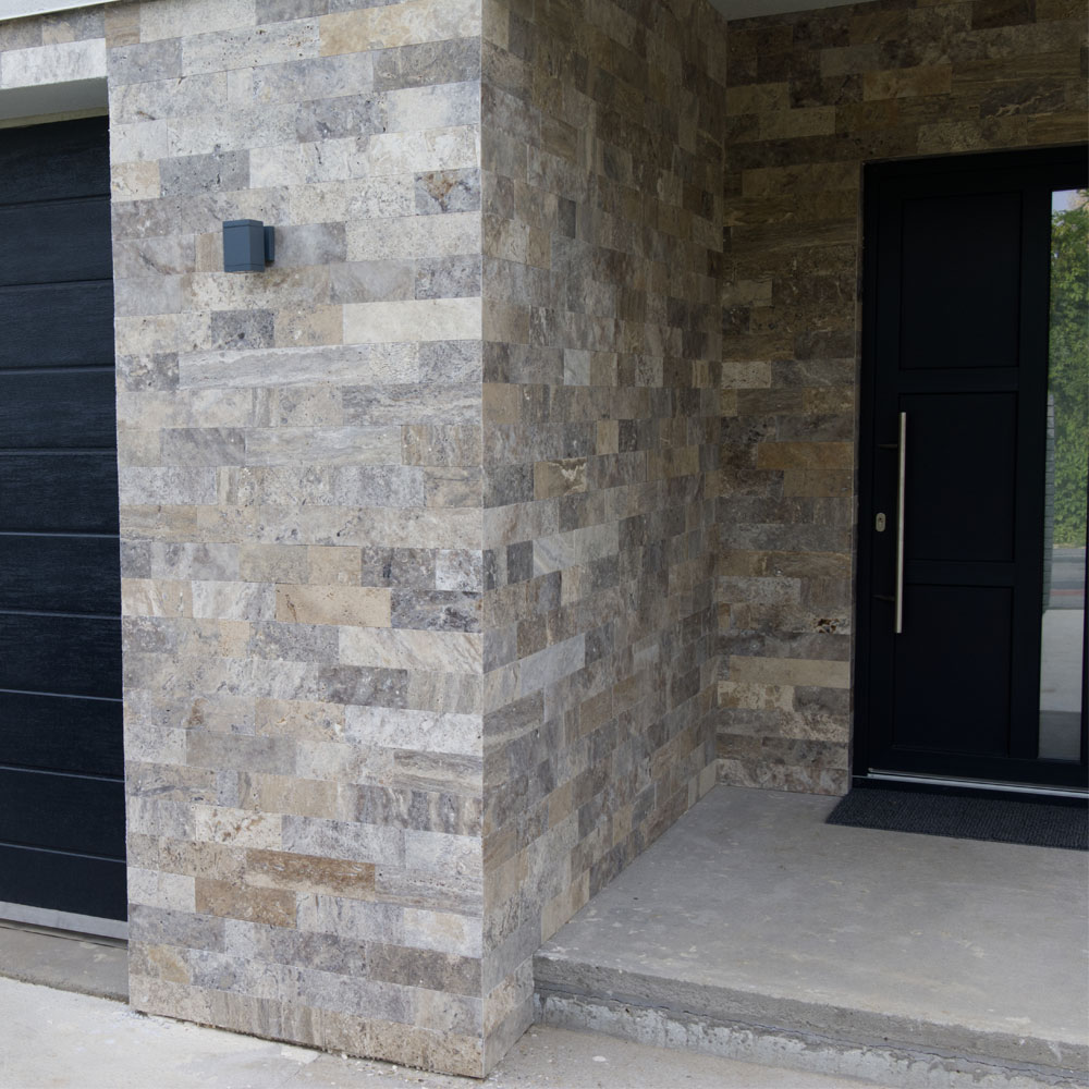 Travertin silver tăiat și antichizat, 10 × FL × 1 cm