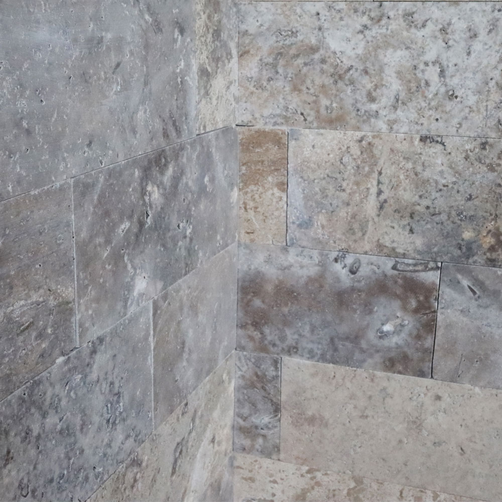 Travertin silver tăiat și antichizat, 10 × FL × 1 cm