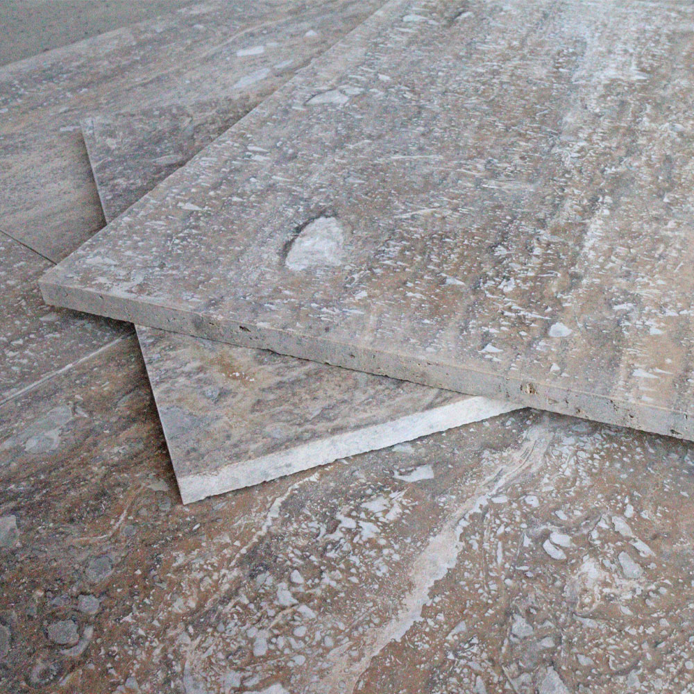 Travertin silver veincut chituit 30 × ll × 1,2 cm